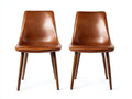 Sillas de comedor tapizadas en cuero sintético 48x55x86 cm - Marrón - Diseño moderno con patas de madera