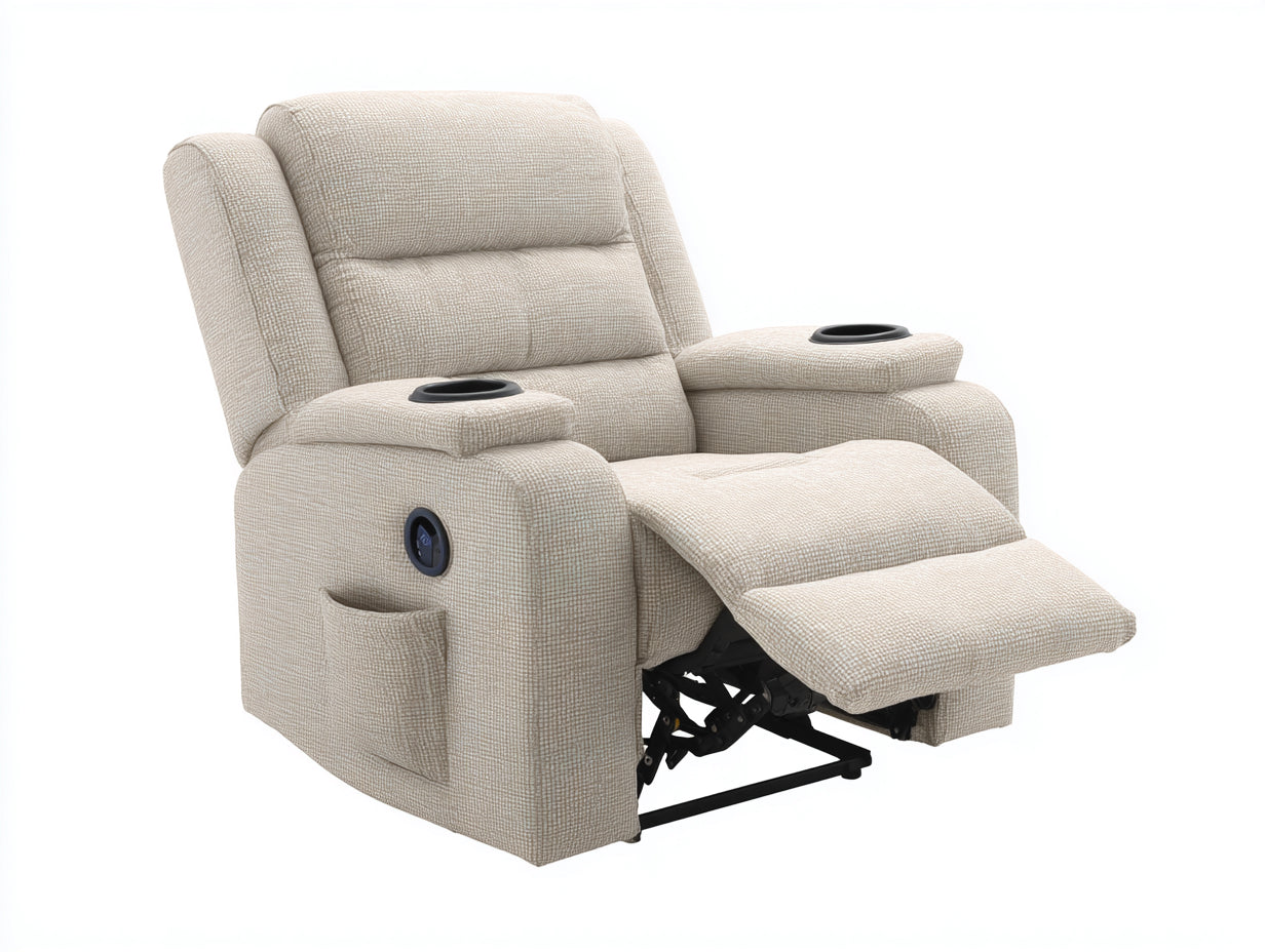 Sillones reclinables de tela 98x92x104 cm - Beige claro - Diseño ergonómico con reposapiés extensible