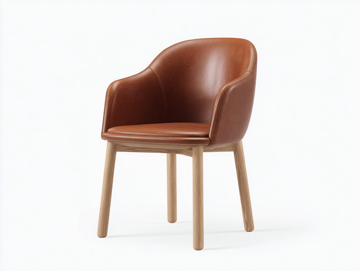 Sillas de comedor tapizadas en cuero sintético 58x56x82 cm - Marrón - Diseño moderno con patas de madera