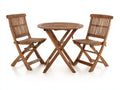 Conjuntos de comedor de jardín de madera 70x70x75 cm - marrón - mesa redonda y 2 sillas plegables estilo natural