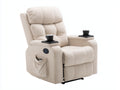 Sillones reclinables tapizados en tela 96x94x104 cm - Beige-Negro - Diseño acolchado con portavasos