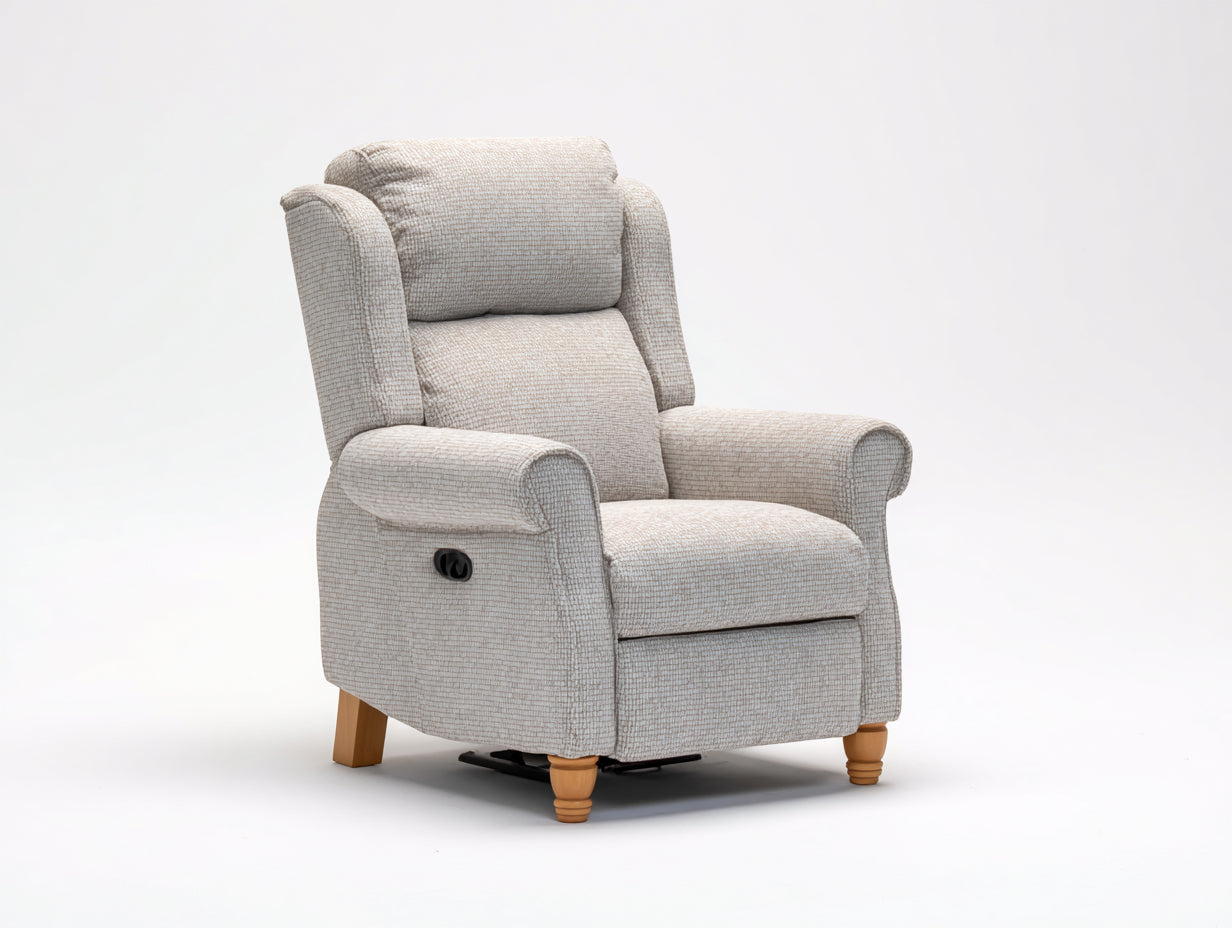 Sillones reclinables de tela 86x92x104 cm - beige - diseño clásico con reposapiés