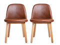 Sillas de comedor de piel sintética 48x52x82 cm - marrón - juego de 2 con patas efecto madera estilo moderno