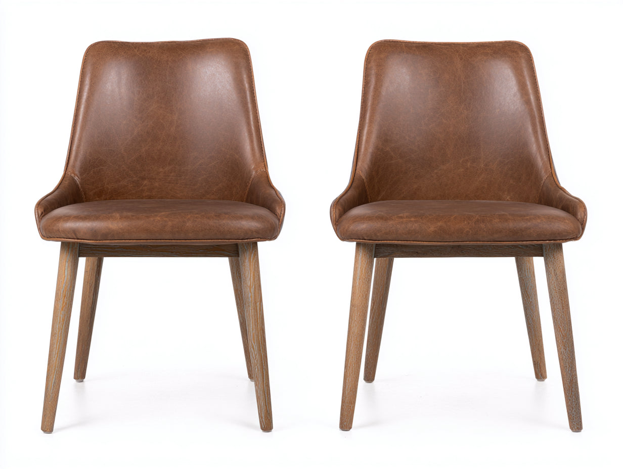 Sillas de comedor tapizadas 55x58x84 cm - marrón - estilo vintage con patas de madera