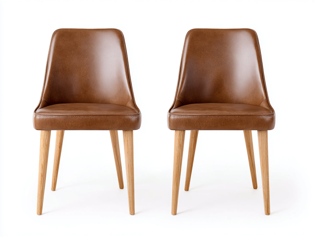 Sillas de comedor tapizadas 48x55x86 cm - marrón - estilo moderno con patas de madera