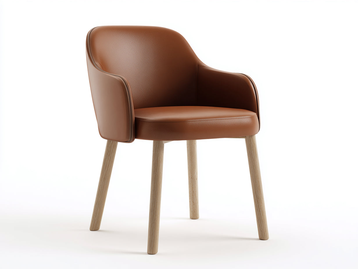 Sillas de comedor tapizada 60x57x82 cm - marrón - diseño nórdico con patas de madera