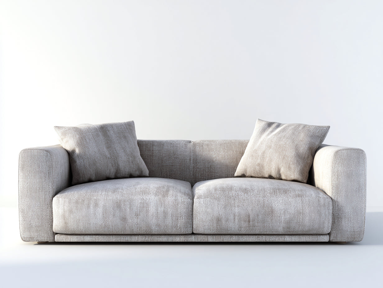 Sofás 2 plazas de tela gris claro 185x88x72 cm - diseño acolchado moderno para salón