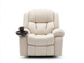 Sillones reclinables de piel sintética 95x93x104 cm - crema - con bandeja portavasos y diseño acolchado moderno