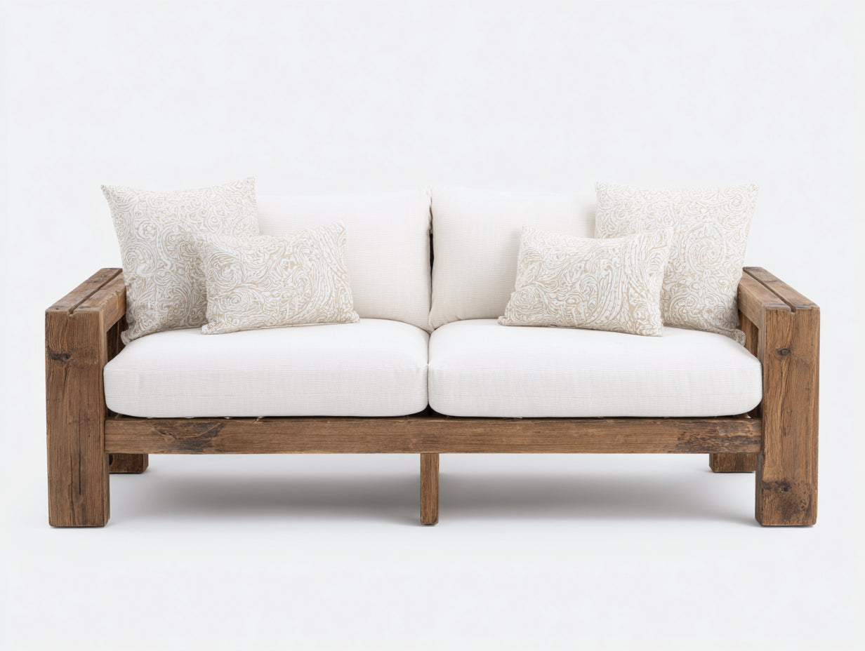 Sofás de exterior madera 185x82x78 cm - blanco-marrón - estilo rústico para jardín