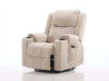 Sillones reclinables tapizados en tela 94x95x105 cm - Beige-Negro - Diseño acolchado con bolsillo lateral