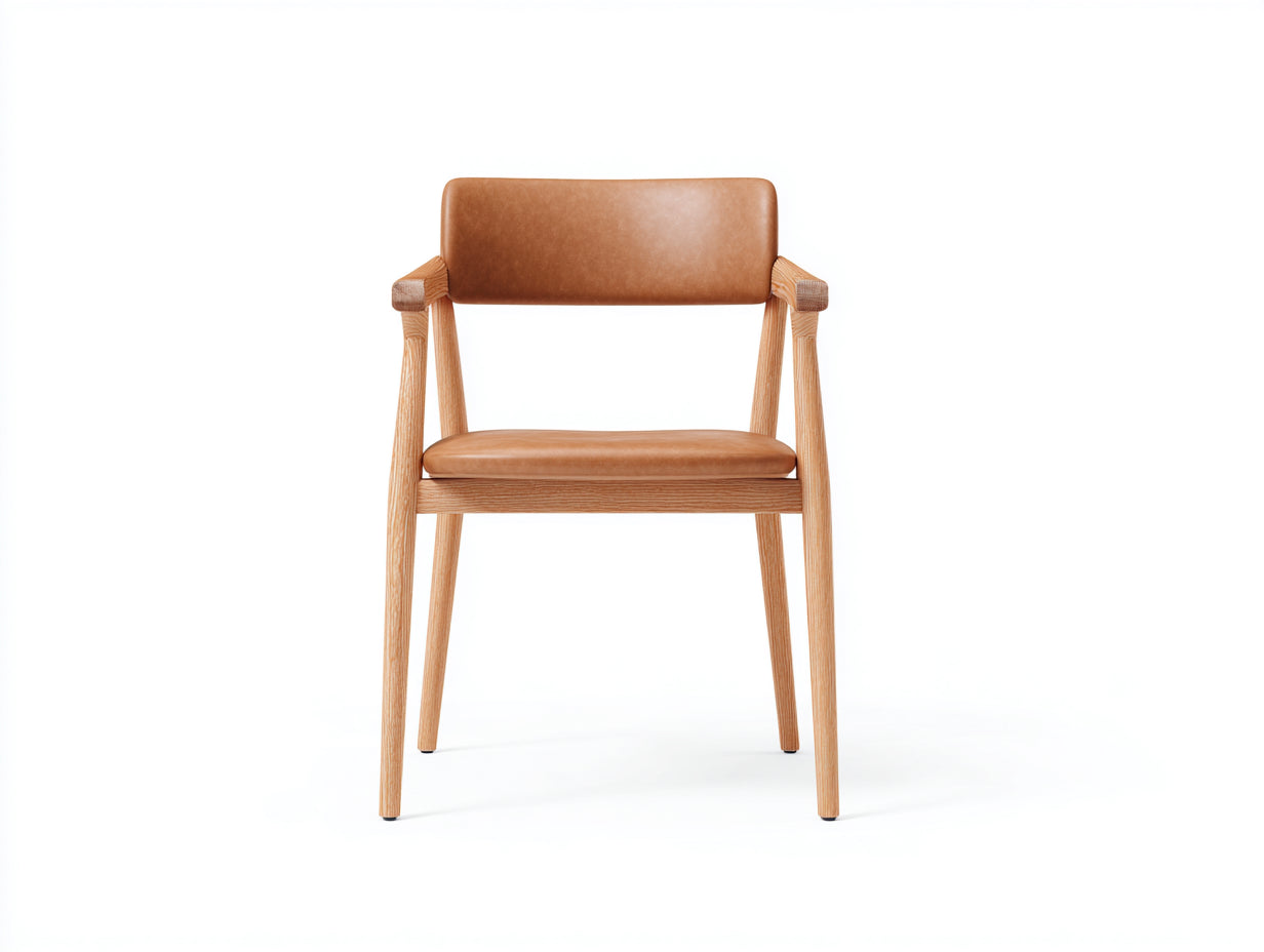 Sillas de comedor de madera natural y cuero sintético marrón 56x54x78 cm - diseño moderno para comedor