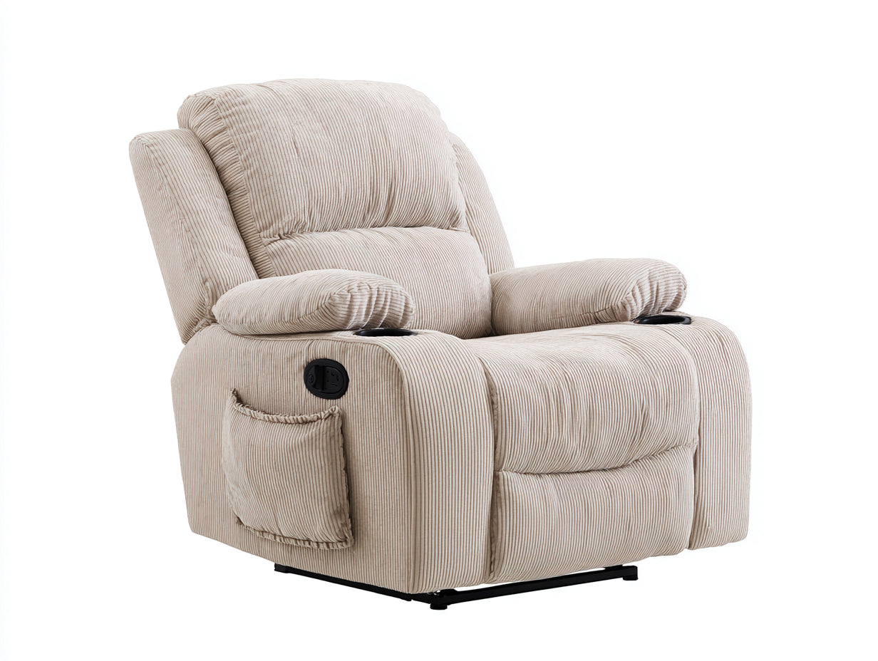 Sillones reclinables tapizado 96x98x106 cm - beige - diseño acolchado con portavasos