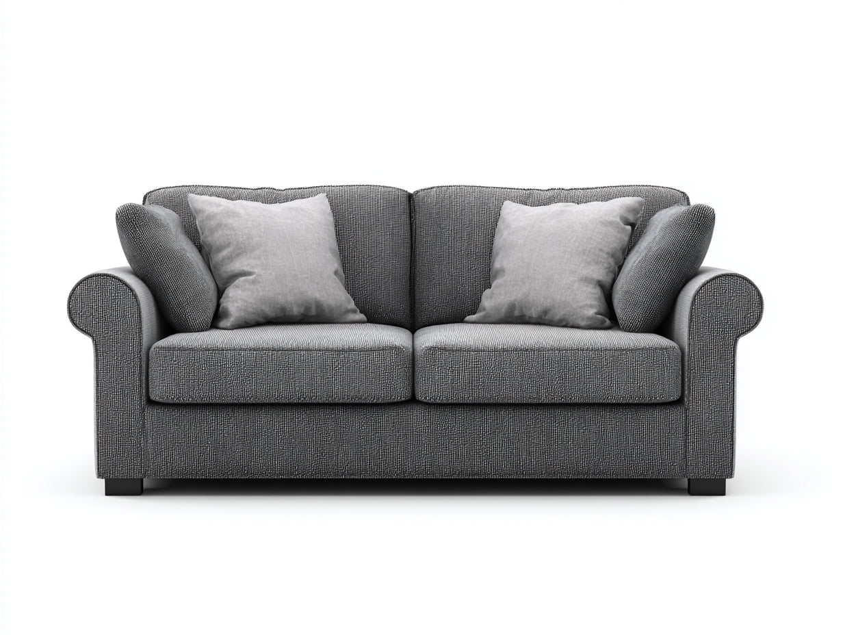 Sofás 2 plazas de tela 165x82x86 cm - gris oscuro - con reposabrazos y diseño clásico moderno