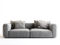 Sofás 2 plazas de tela gris 190x90x72 cm - diseño acolchado moderno para salón