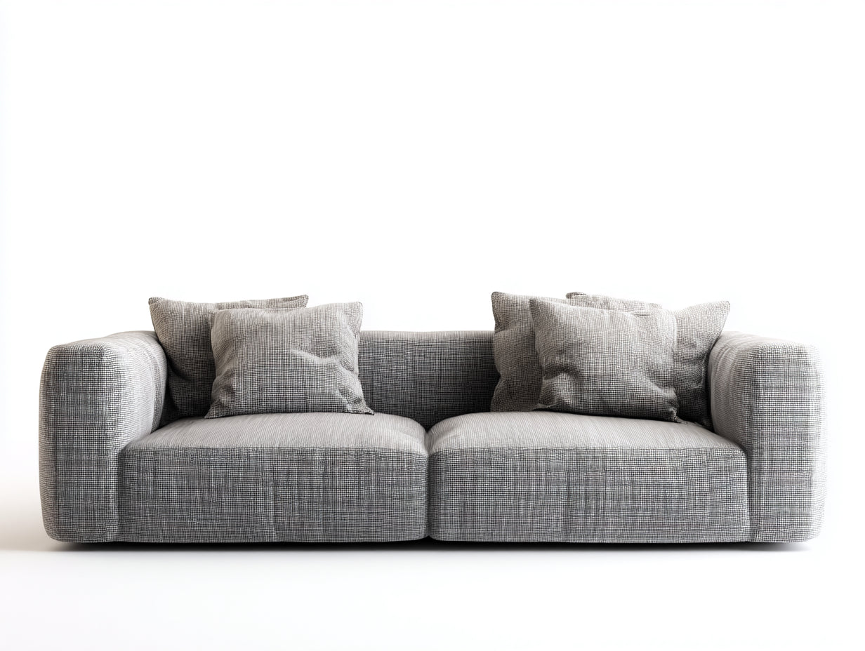 Sofás 2 plazas de tela gris 190x90x72 cm - diseño acolchado moderno para salón
