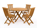 Conjuntos de comedor de jardín de madera natural 120x120x75 cm - diseño plegable clásico para exterior