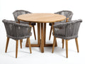 Conjuntos de comedor de jardín de madera y cuerda trenzada 120x120x75 cm - Roble-Gris - Diseño redondo para exterior