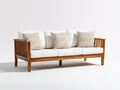 Sofás de exterior de madera 210x78x82 cm - marrón-blanco - 3 plazas con cojines estilo natural