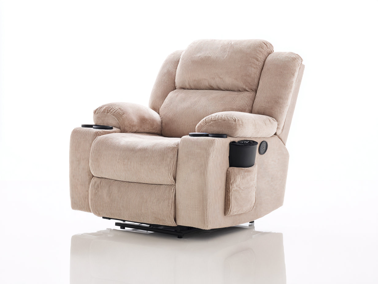 Sillones reclinables tapizado 94x97x108 cm - beige - diseño moderno con portavasos